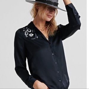 Lucky Brand - Embroidered Satin Western Top